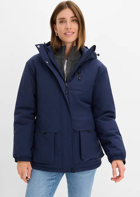 Wasserabweisende Funktions-Jacke in blau von vorne (im Anschnitt) - bonprix