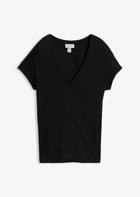 T-Shirt aus softer Viskose in schwarz von vorne - bonprix