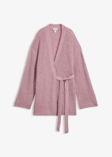 Oversize-Wickelcardigan in rosa von vorne - bonprix