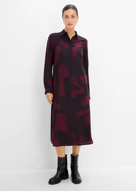 Blusenkleid aus feiner Viskose in rot von vorne (Totalaufnahme) - bonprix