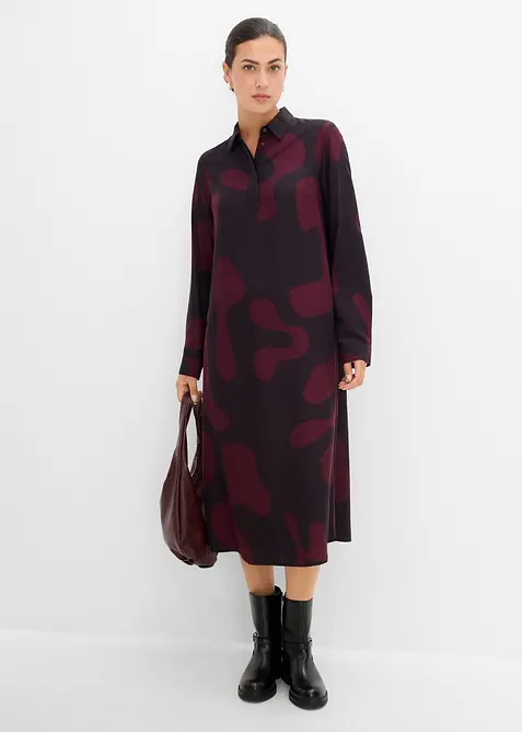 Blusenkleid aus feiner Viskose in rot im Look von vorne (Totalaufnahme) - bonprix