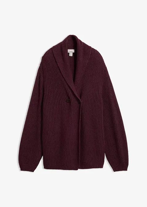 Grobstrickjacke mit Umlegekragen in rot von vorne - bonprix