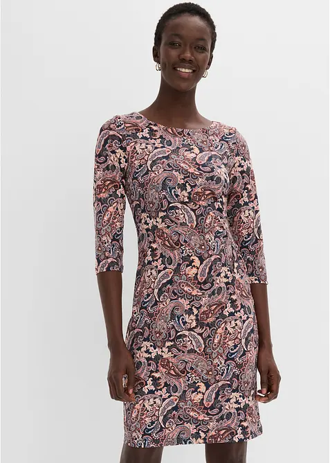 Shirtkleid mit Paisley-Druck in blau von vorne (Totalaufnahme) - bonprix