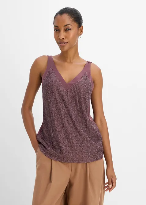 Top mit Pailletten in lila von vorne (im Anschnitt) - bonprix