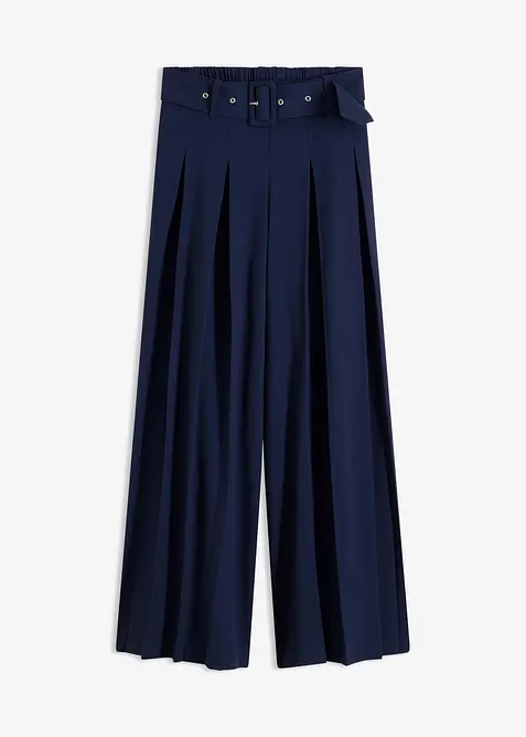 Marlenehose aus fließendem Viskose-Mix in blau von vorne - bonprix