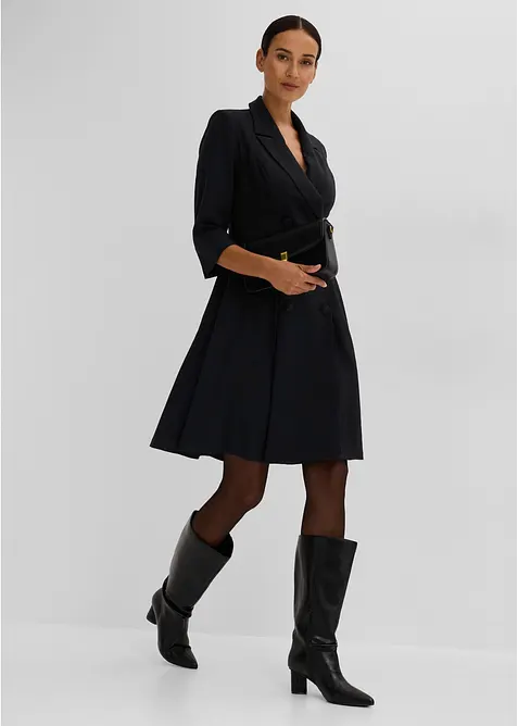 Blazerkleid mit ausgestelltem Rockteil in schwarz im Look von vorne (Totalaufnahme) - bonprix