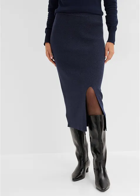 Feinstrickrock aus softem Viskose-Mix in blau von vorne - bonprix