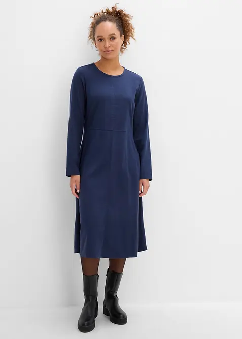 Leichtes Flanellkleid aus reiner Baumwolle in blau von vorne (Totalaufnahme) - bonprix