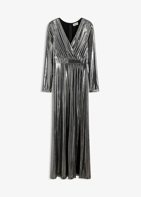 Abendkleid aus feinem Jersey mit Glanz in schwarz von vorne - bonprix
