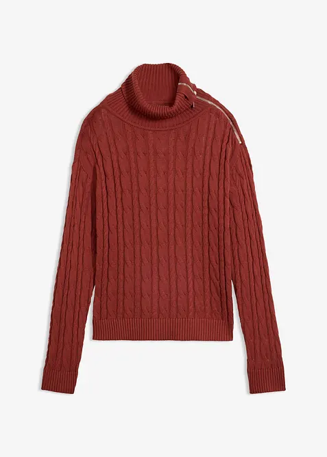 Rollkragenpullover aus weichem Woll-Mix in braun von vorne - bonprix