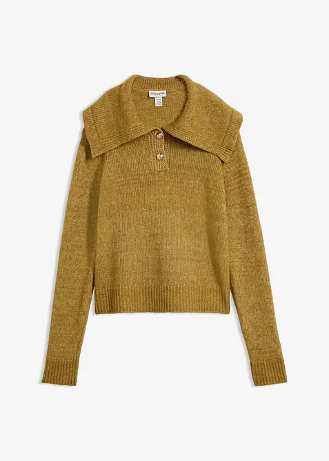 Pullover aus weichem Woll-Mix in grün von vorne - bonprix