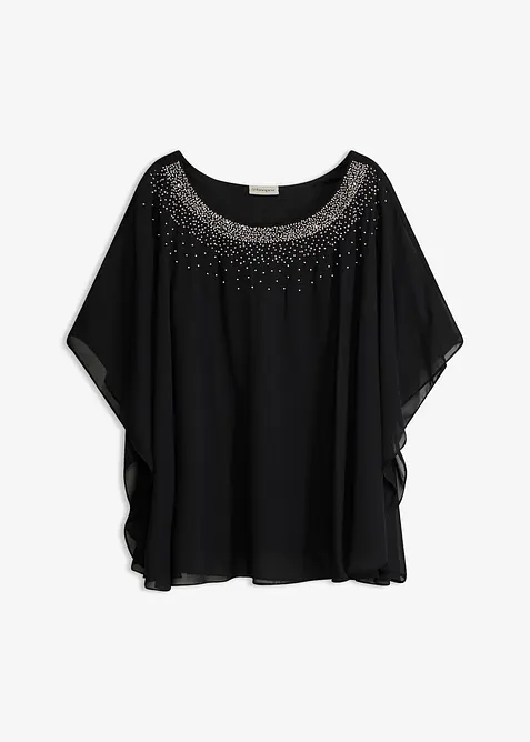 Oversize-Bluse in schwarz von vorne - bonprix