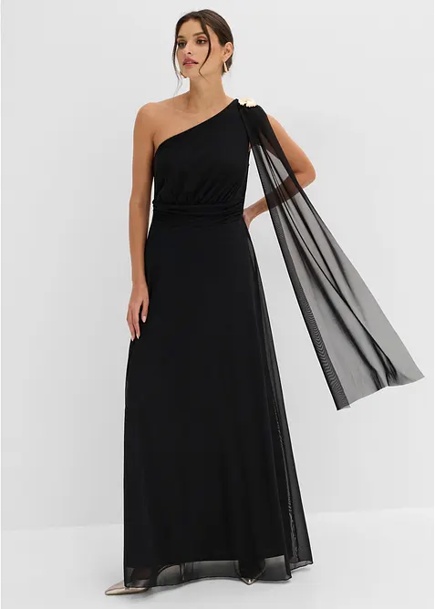 Abendkleid aus zartem Tüll in schwarz von vorne (Totalaufnahme) - bonprix