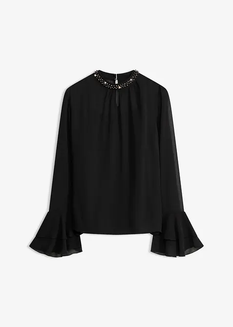 Chiffonbluse in schwarz von vorne - bonprix