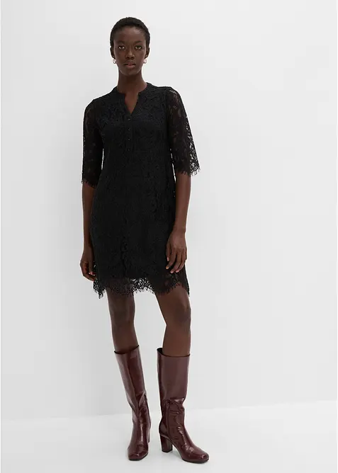 Spitzenkleid in schwarz von vorne (Totalaufnahme) - bonprix