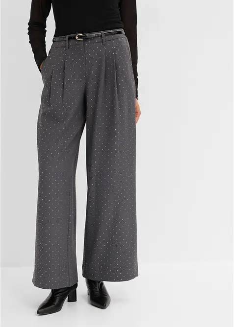 Bundfaltenhose mit Glitzer in grau von vorne - bonprix