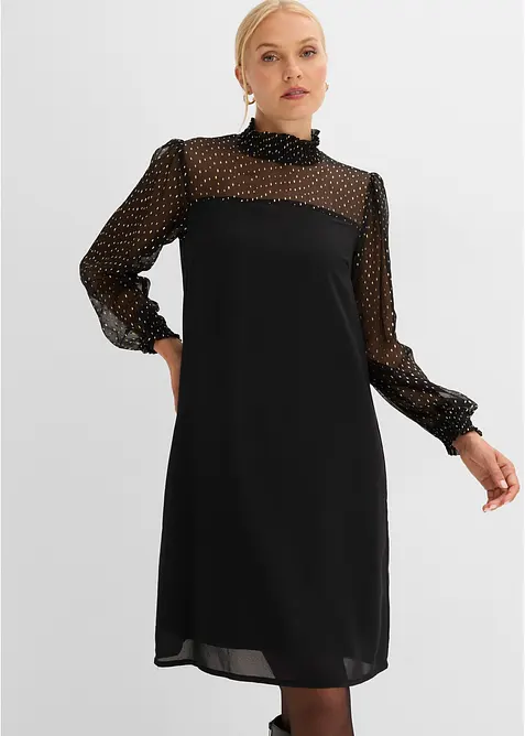 Tunika-Kleid in A-Linie in schwarz von vorne (Totalaufnahme) - bonprix