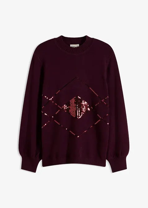 Pullover mit Pailletten in rot von vorne - bonprix