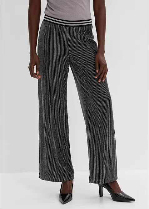 Jersey-Hose mit Glitzerstreifen in schwarz von vorne - bonprix