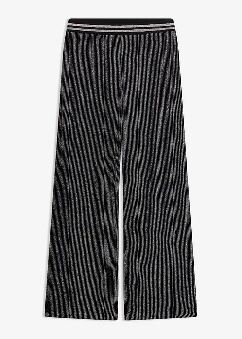 Jersey-Hose mit Glitzerstreifen in schwarz von vorne - bonprix