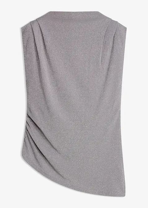 Shirt mit Zipfelsaum und Glitzer in grau von vorne - bonprix