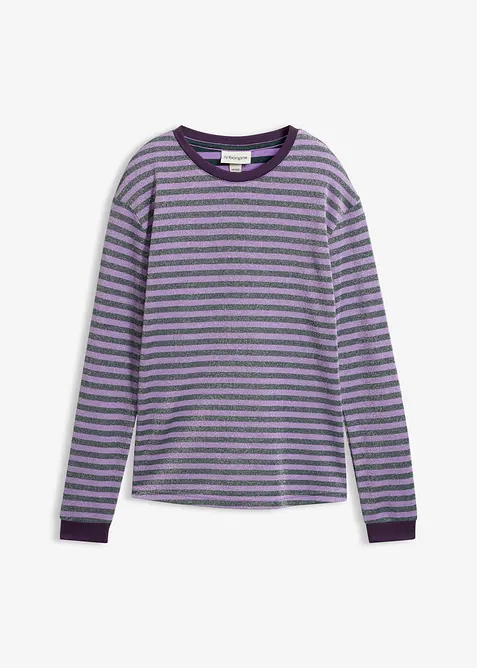 Langarmshirt mit Glitzergarn in grün von vorne - bonprix