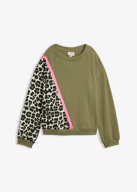 Sweatshirt aus weichem Baumwoll-Mix in grün von vorne - bonprix