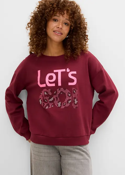 Sweatshirt aus weichem Baumwoll-Mix in rot von vorne (im Anschnitt) - bonprix