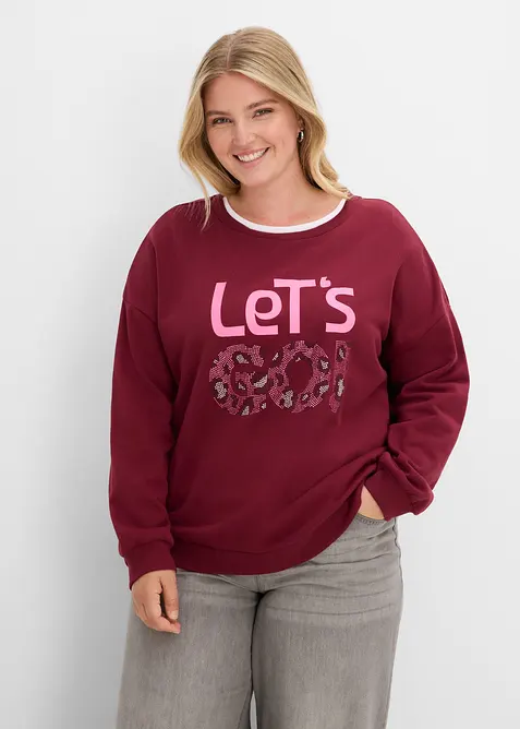 Sweatshirt aus weichem Baumwoll-Mix in rot von vorne (im Anschnitt) - bonprix