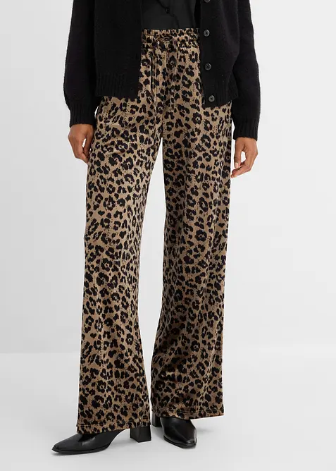 Palazzo-Hose aus softem Samt in braun von vorne - bonprix