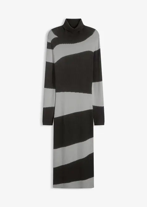 Strickkleid aus feinem Viskose-Mix in grau von vorne - bonprix