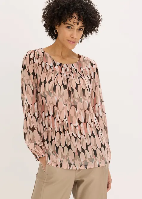 Tunikabluse aus Chiffon in rosa von vorne (im Anschnitt) - bonprix