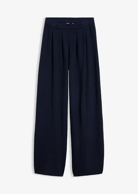 Feinstrickhose mit ausgestelltem Bein in blau von vorne - bonprix