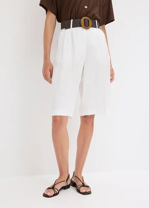 Bermuda-Shorts mit Gürtel (2-tlg. Set) in weiß von vorne - bonprix