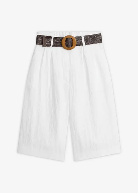Bermuda-Shorts mit Gürtel (2-tlg. Set) in weiß von vorne - bonprix