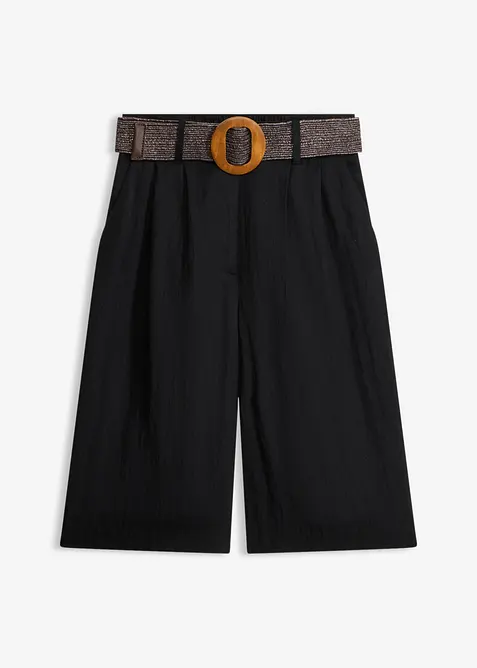 Bermuda-Shorts mit Gürtel (2-tlg. Set) in schwarz von vorne - bonprix