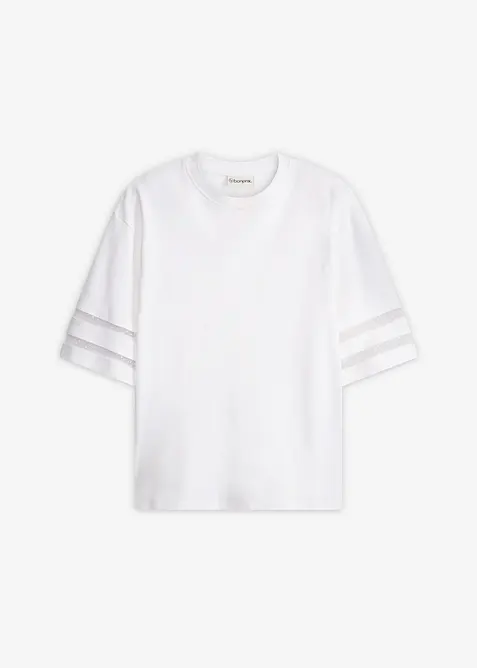 Shirt aus fester Bio-Baumwolle in weiß von vorne - bonprix