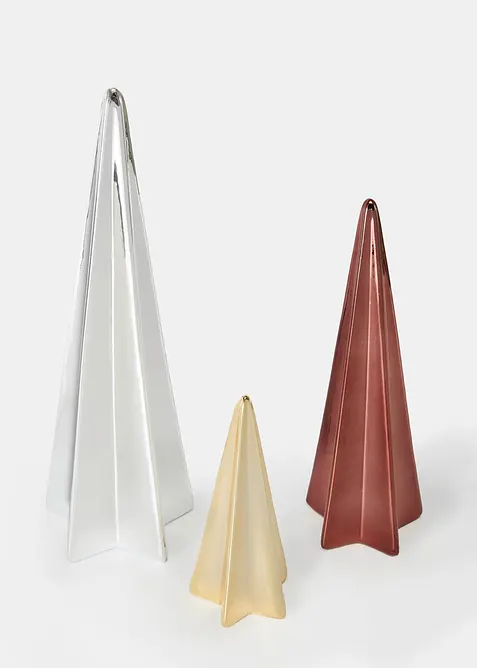 Deko-Objekte moderner Weihnachtsbäume (3-tlg. Set) in silber von vorne - bonprix