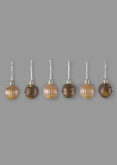 LED-Hängedeko Weihnachtskugeln (6er Pack) in gold von vorne - bonprix