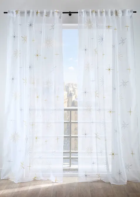 Gardine mit glänzender Stickerei (1er Pack) in gold - bonprix