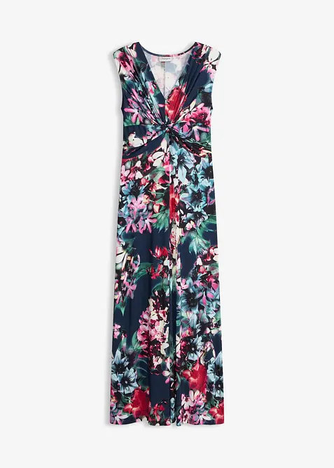 Maxikleid mit Knotendetail in blau von vorne - bonprix