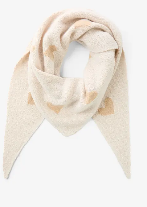 Dreieckstuch mit Herzen in beige von vorne - bonprix