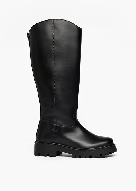 Warmgefütterte Stiefel mit Profilsohle in schwarz - bonprix