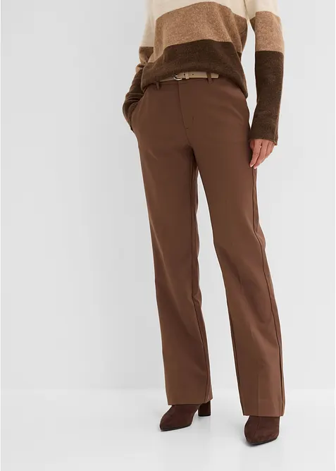 Feminine Hose mit Bügelfalte in braun von vorne - bonprix