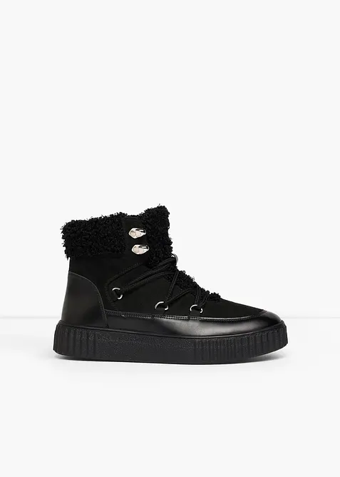 Gefütterte Schnürboots in schwarz - bonprix