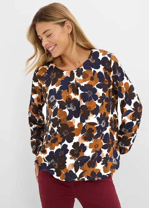 Shirt aus fließender Viskose in blau von vorne (im Anschnitt) - bonprix