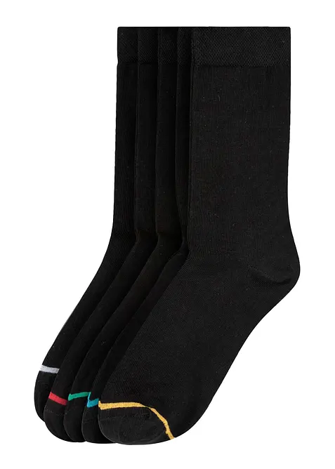 Socken mit Bio-Baumwolle (5er Pack) in schwarz von vorne - bonprix