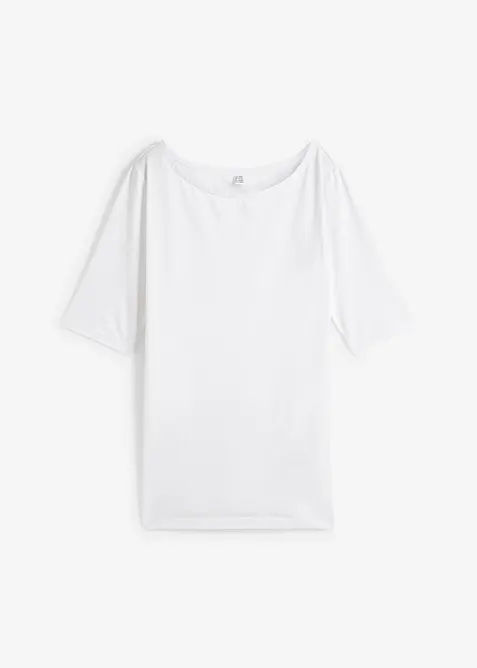 U-Boot-Ausschnitt-Shirt in weiß von vorne - bonprix