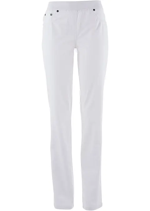 Straight Jeans, Mid Waist, Rippbund in weiß von vorne - bonprix