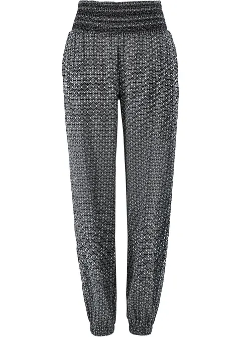 Crinkel-Harems-Hose in schwarz von vorne - bonprix